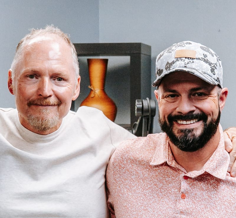 Pastor Ken (PK) and Pastor Todd in the studio, smiling at the camera